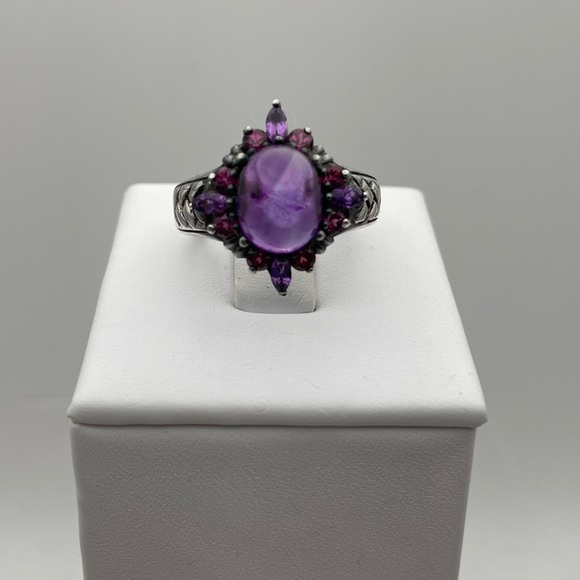 Suarti Jewelry - Suarti Sterling Silver Purple Amethyst Cabochon Pink Tourmaline Ring Size 8